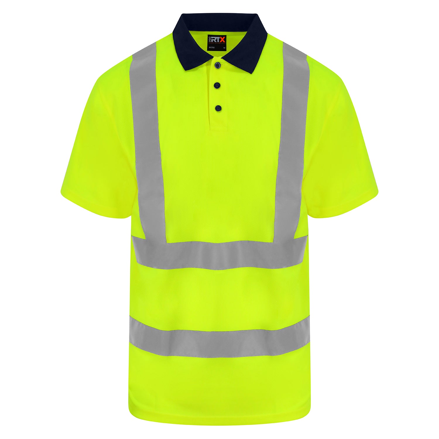 Yellow-Navy - Front - PRORTX Unisex Adult High-Vis Polo Shirt
