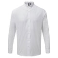 White - Front - Premier Mens Grandad Collar Long-Sleeved Shirt