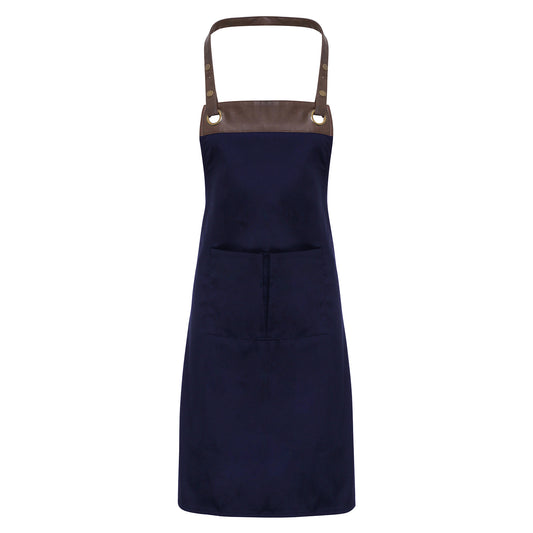 Navy-Brown - Front - Premier Unisex Adult Espresso Full Apron