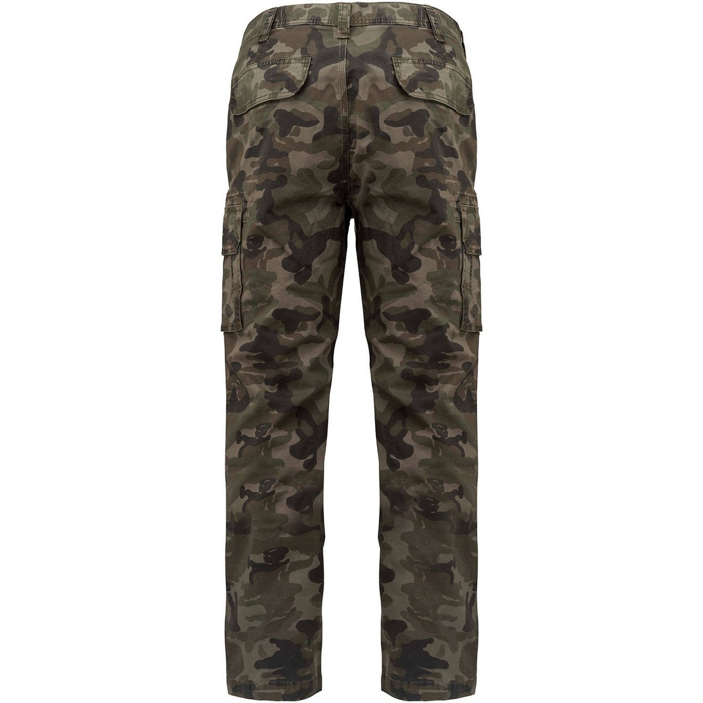Green-Black-Brown Camo - Back - Kariban Mens Twill Camo Cargo Trousers