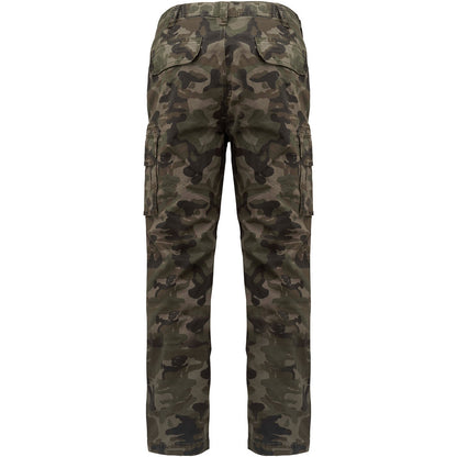 Green-Black-Brown Camo - Back - Kariban Mens Twill Camo Cargo Trousers