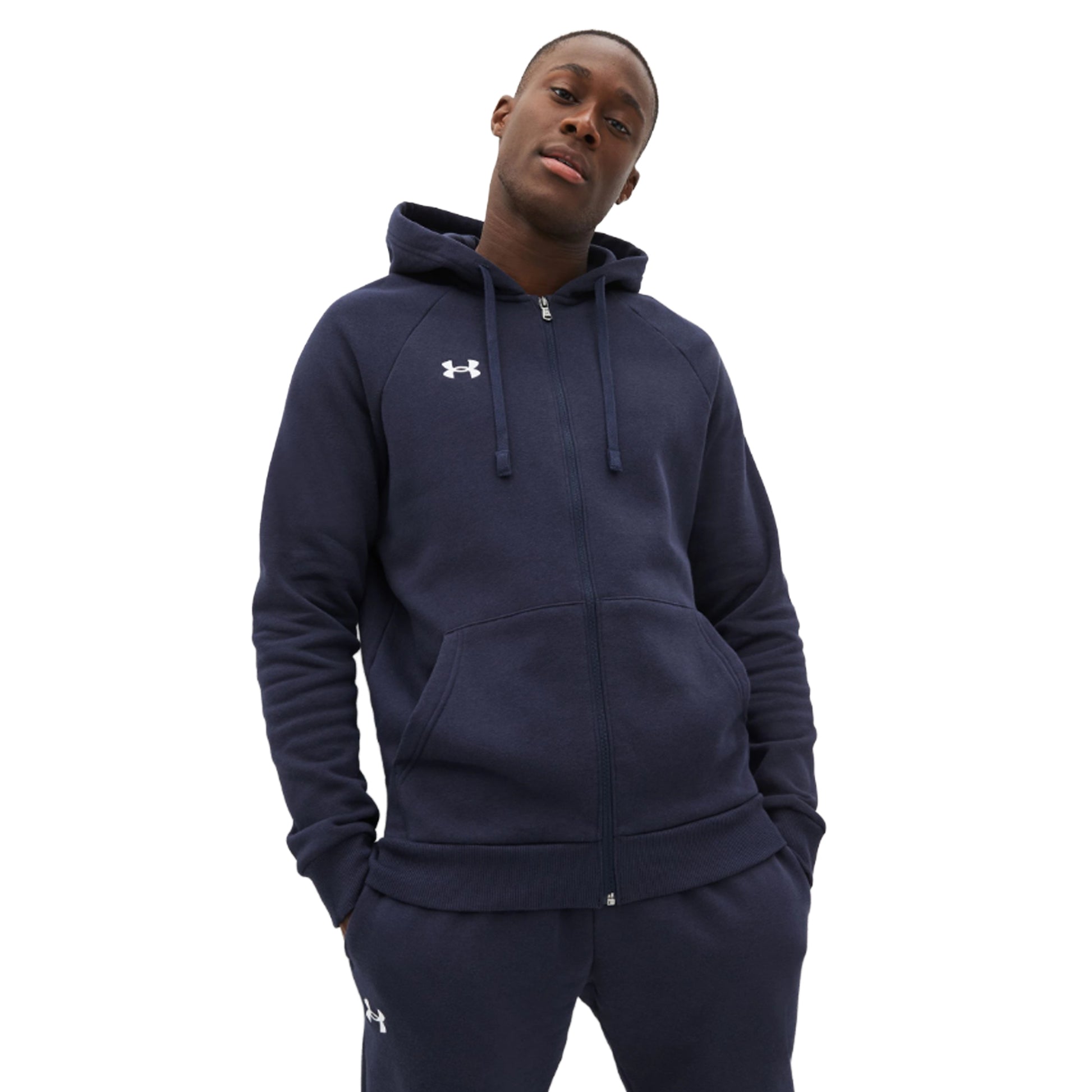 Midnight Navy - Side - Under Armour Unisex Adult Rival Fleece Full Zip Hoodie