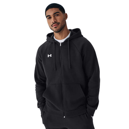 Black - Side - Under Armour Unisex Adult Rival Fleece Full Zip Hoodie