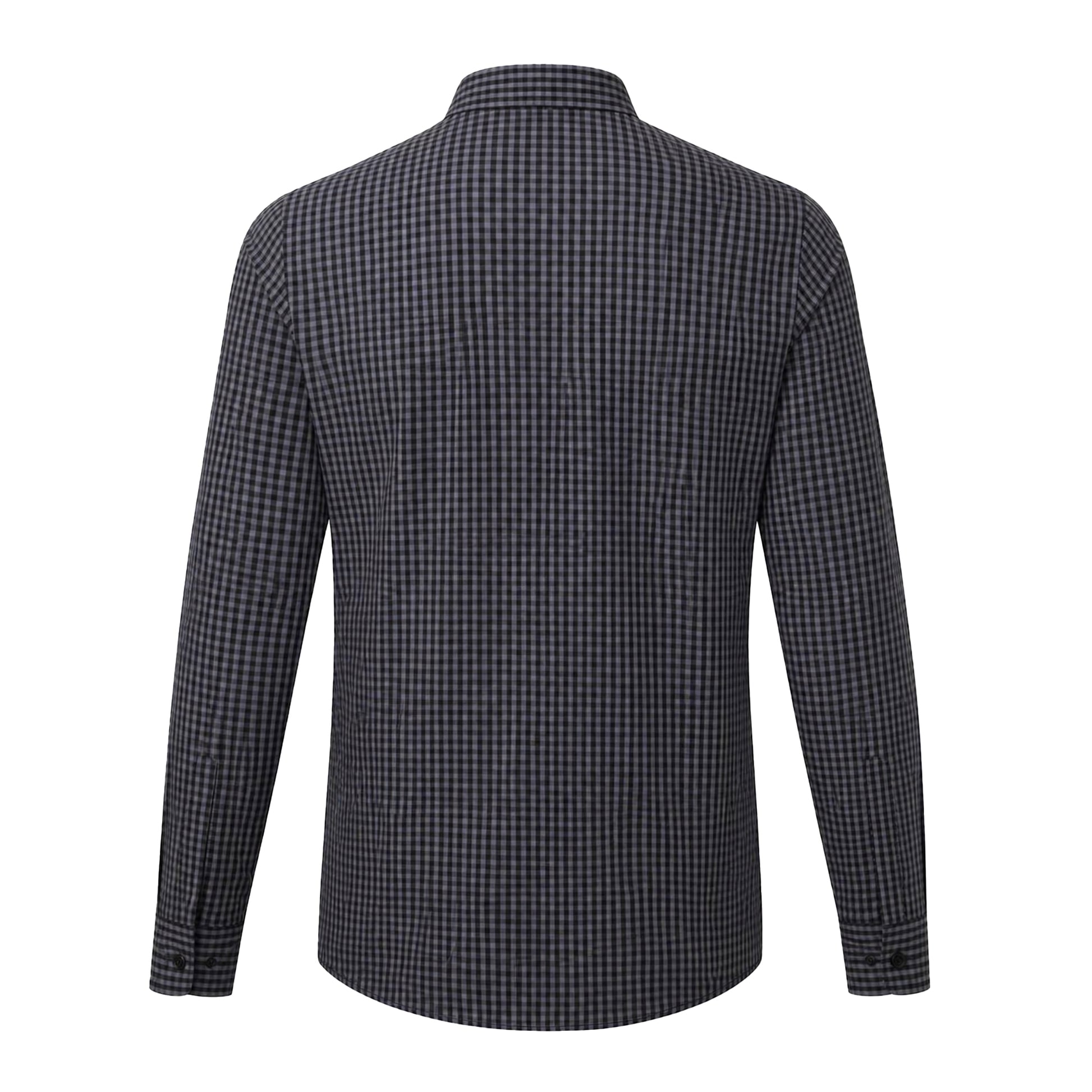 Steel-Black - Back - Premier Mens Maxton Checked Long-Sleeved Shirt
