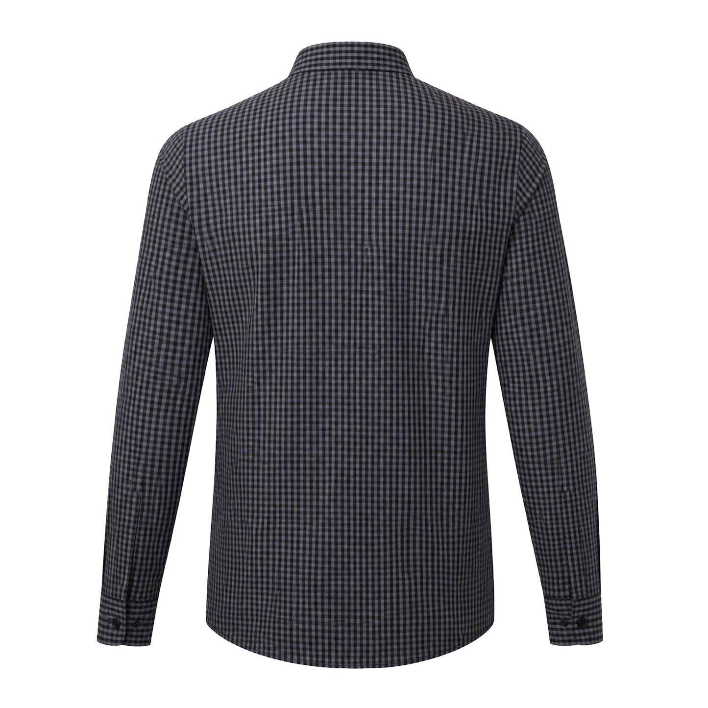 Steel-Black - Back - Premier Mens Maxton Checked Long-Sleeved Shirt
