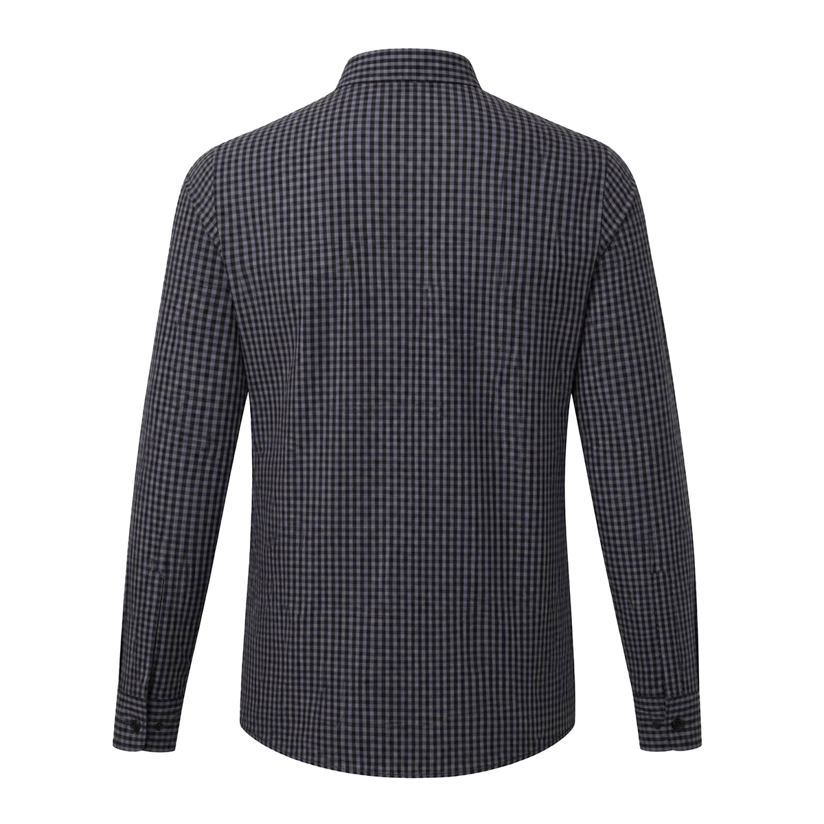 Steel-Black - Back - Premier Mens Maxton Checked Long-Sleeved Shirt