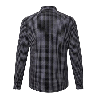 Steel-Black - Back - Premier Mens Maxton Checked Long-Sleeved Shirt