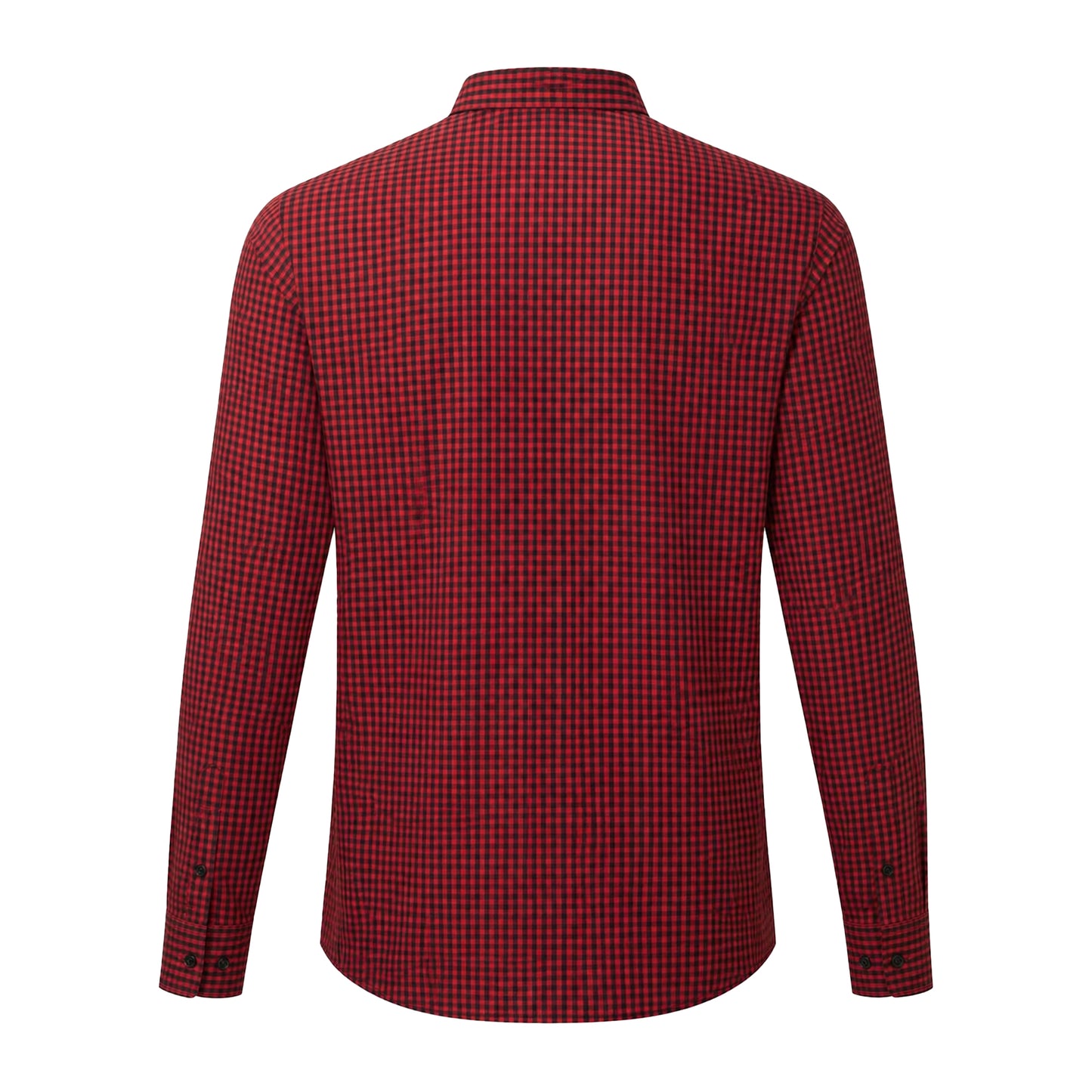Black-Red - Back - Premier Mens Maxton Checked Long-Sleeved Shirt