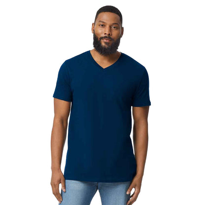 Navy - Front - Gildan Mens Softstyle V Neck T-Shirt