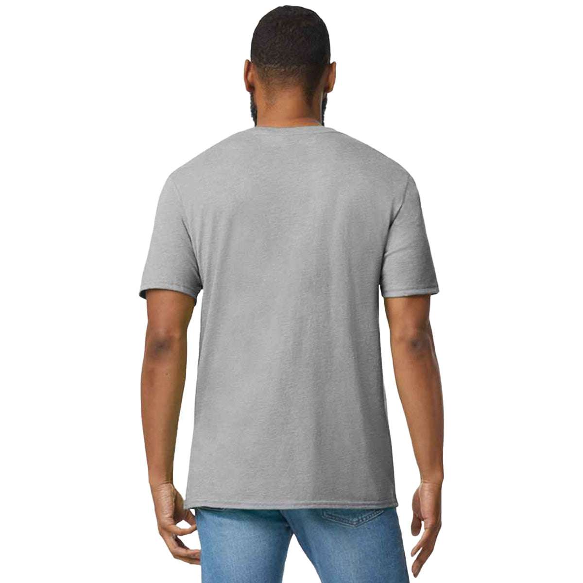 Sport Grey - Back - Gildan Mens Softstyle V Neck T-Shirt