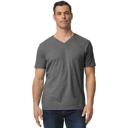 Charcoal - Front - Gildan Mens Softstyle V Neck T-Shirt