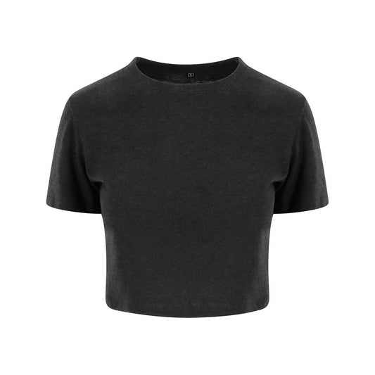 Black Heather - Front - Awdis Womens-Ladies Triblend Crop T-Shirt