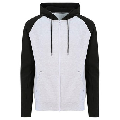 Heather Grey-Jet Black - Front - Awdis Womens-Ladies Full Zip Baseball Hoodie