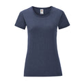 Navy - Front - Fruit of the Loom Womens-Ladies Iconic Heather T-Shirt