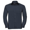 French Navy - Front - Russell Collection Mens Poplin Easy-Care Long-Sleeved Shirt