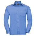 Corporate Blue - Front - Russell Collection Mens Poplin Easy-Care Long-Sleeved Shirt