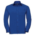 Bright Royal Blue - Front - Russell Collection Mens Poplin Easy-Care Long-Sleeved Shirt