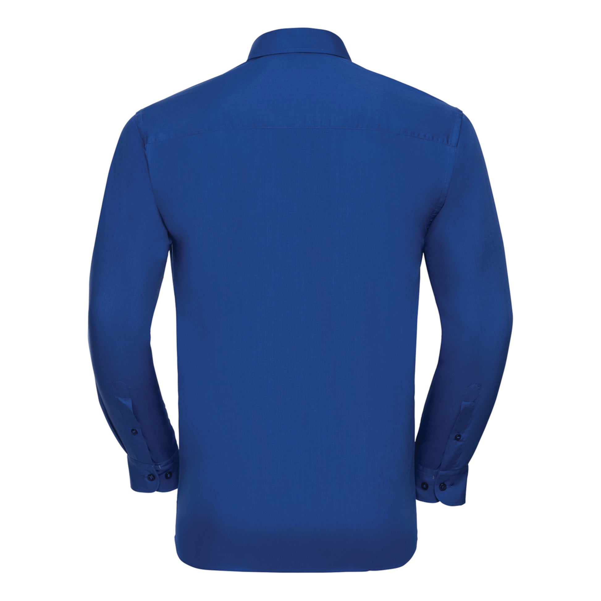 Bright Royal Blue - Back - Russell Collection Mens Poplin Easy-Care Long-Sleeved Shirt