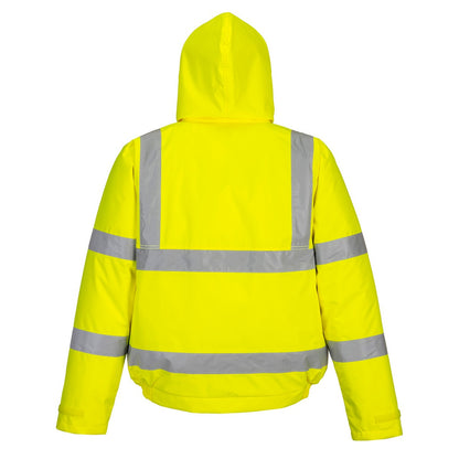 Yellow - Back - Portwest Unisex Hi-Vis Bomber Jacket (S463) - Workwear - Safetywear