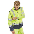 Hi-Vis Yellow- Navy - Back - Portwest Unisex Hi-Vis Bomber Jacket (S463) - Workwear - Safetywear