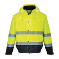 Hi-Vis Yellow- Navy - Front - Portwest Unisex Hi-Vis Bomber Jacket (S463) - Workwear - Safetywear