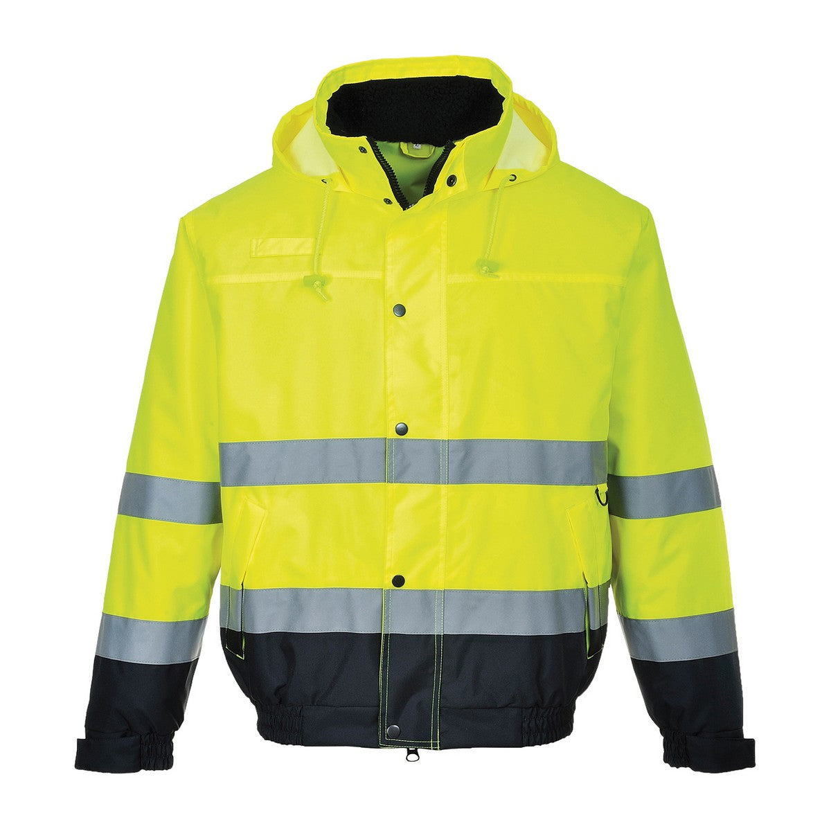 Hi-Vis Yellow- Navy - Front - Portwest Unisex Hi-Vis Bomber Jacket (S463) - Workwear - Safetywear