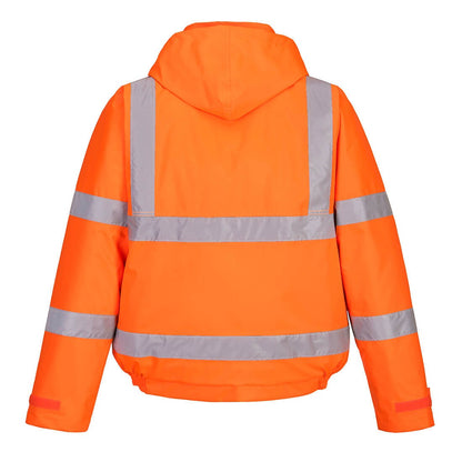 Orange - Back - Portwest Unisex Hi-Vis Bomber Jacket (S463) - Workwear - Safetywear