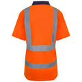 Orange-Navy - Back - PRO RTX Unisex Adult High Visibility Birdseye Polo Shirt