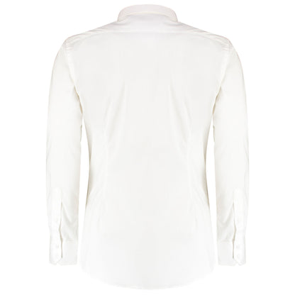 White - Back - Kustom Kit Mens Oxford Stretch Slim Long-Sleeved Shirt