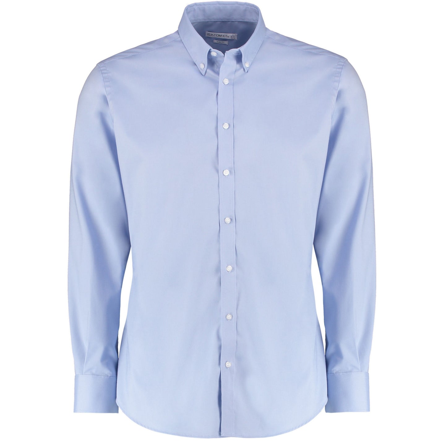 Light Blue - Front - Kustom Kit Mens Oxford Stretch Slim Long-Sleeved Shirt