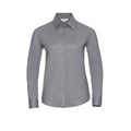 Silver - Front - Russell Womens-Ladies Oxford Easy-Care Long-Sleeved Shirt