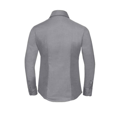 Silver - Back - Russell Womens-Ladies Oxford Easy-Care Long-Sleeved Shirt