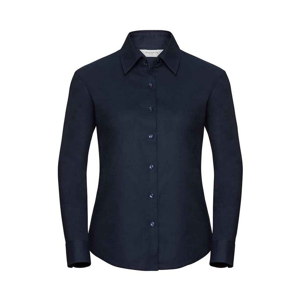Bright Navy - Front - Russell Womens-Ladies Oxford Easy-Care Long-Sleeved Shirt