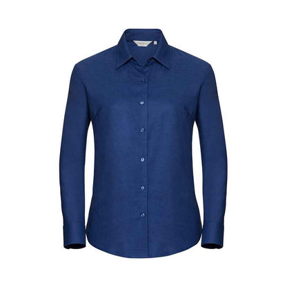 Bright Royal Blue - Front - Russell Womens-Ladies Oxford Easy-Care Long-Sleeved Shirt