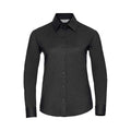 Black - Front - Russell Womens-Ladies Oxford Easy-Care Long-Sleeved Shirt