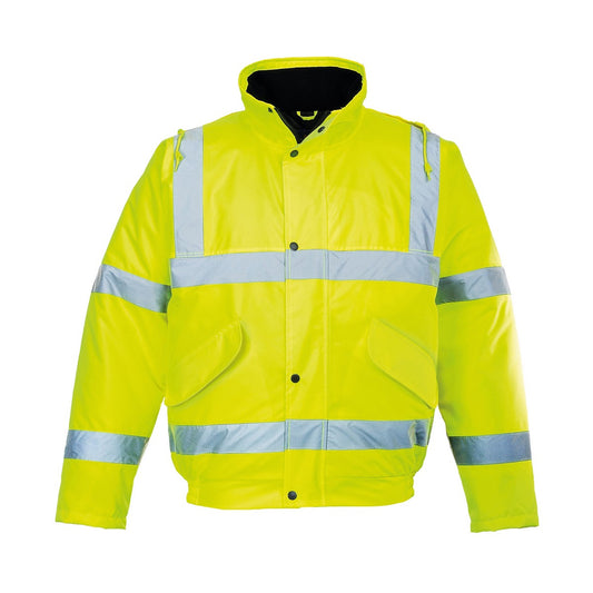Yellow - Front - Portwest Unisex Hi-Vis Bomber Jacket (S463) - Workwear - Safetywear
