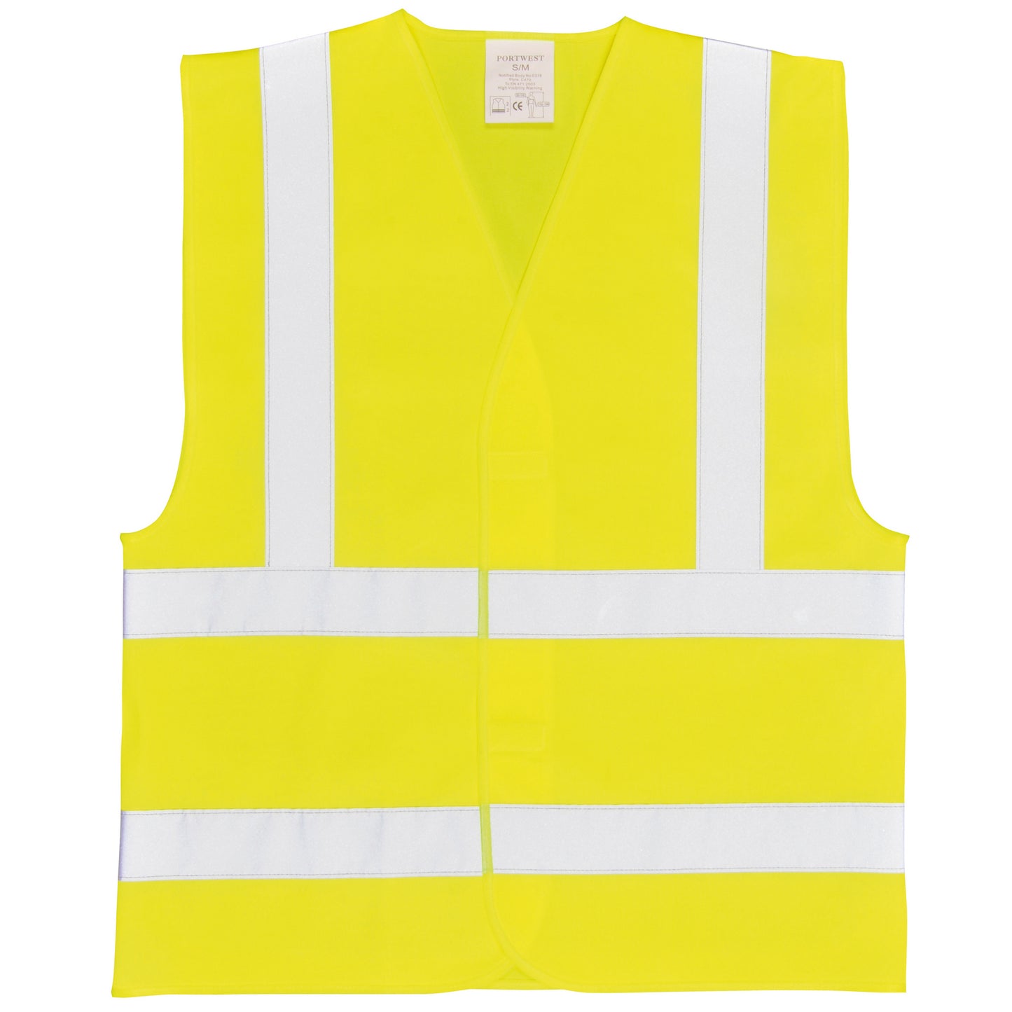 Yellow - Front - Portwest Unisex Hi-Vis Two Band & Brace Vest (C470) - Workwear - Safetywear
