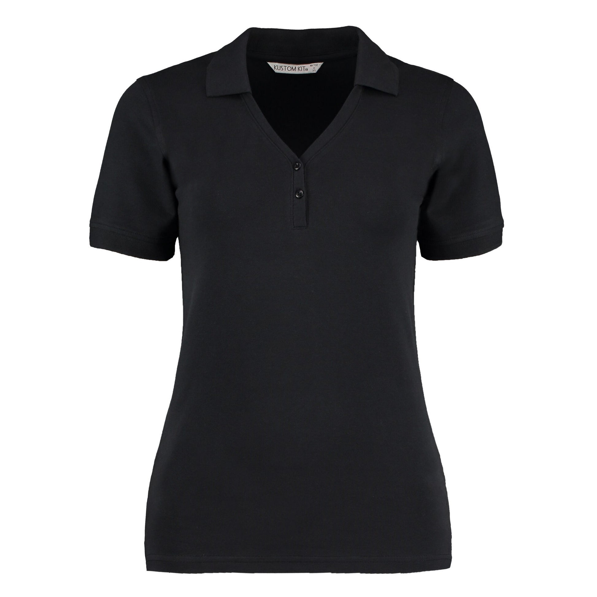 Black - Front - Kustom Kit Womens-Ladies Sophia V Neck Polo Shirt