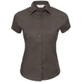 Chocolate - Front - Russell Collection Womens-Ladies Stretch Easy-Care Fitted Short-Sleeved Shirt
