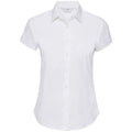 White - Front - Russell Collection Womens-Ladies Stretch Easy-Care Fitted Short-Sleeved Shirt