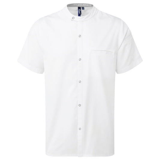White - Front - Premier Unisex Adult Recyclight Short-Sleeved Chef Shirt
