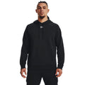 Black-White - Side - Under Armour Unisex Adult Rival Fleece Hoodie