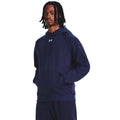 Midnight Navy-White - Side - Under Armour Unisex Adult Rival Fleece Hoodie
