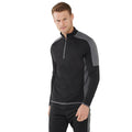 Black-Gunmetal Grey - Back - Finden & Hales Mens Contrast Panel Quarter Zip Midlayer