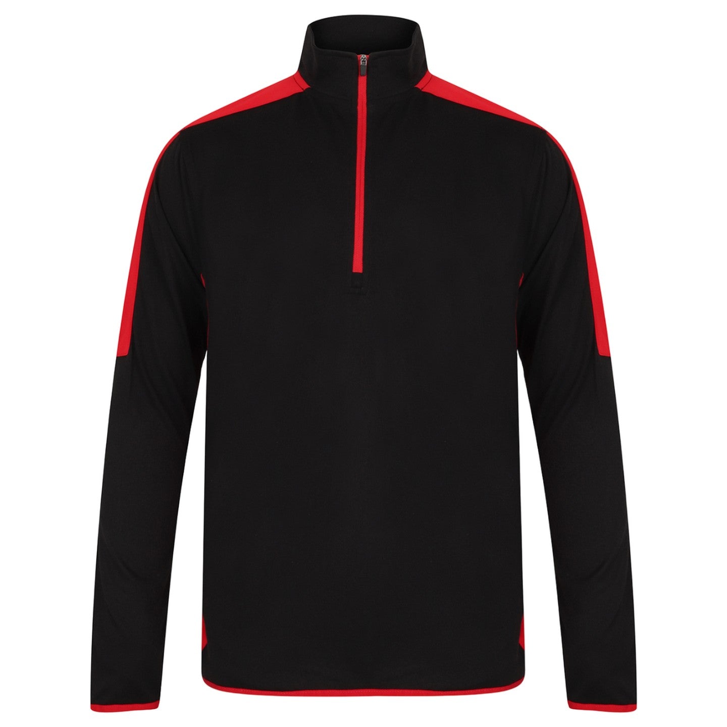 Black-Red - Front - Finden & Hales Mens Contrast Panel Quarter Zip Midlayer