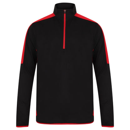 Black-Red - Front - Finden & Hales Mens Contrast Panel Quarter Zip Midlayer