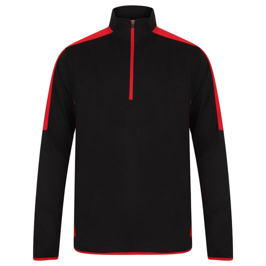 Black-Red - Front - Finden & Hales Mens Contrast Panel Quarter Zip Midlayer