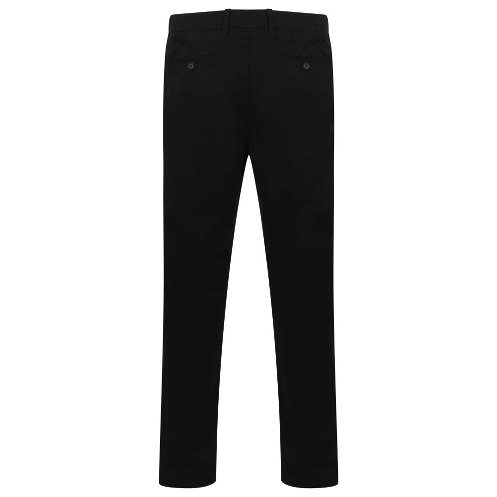 Black - Back - Henbury Mens Stretch Flex Waistband Chinos