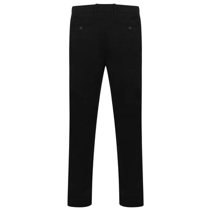 Black - Back - Henbury Mens Stretch Flex Waistband Chinos