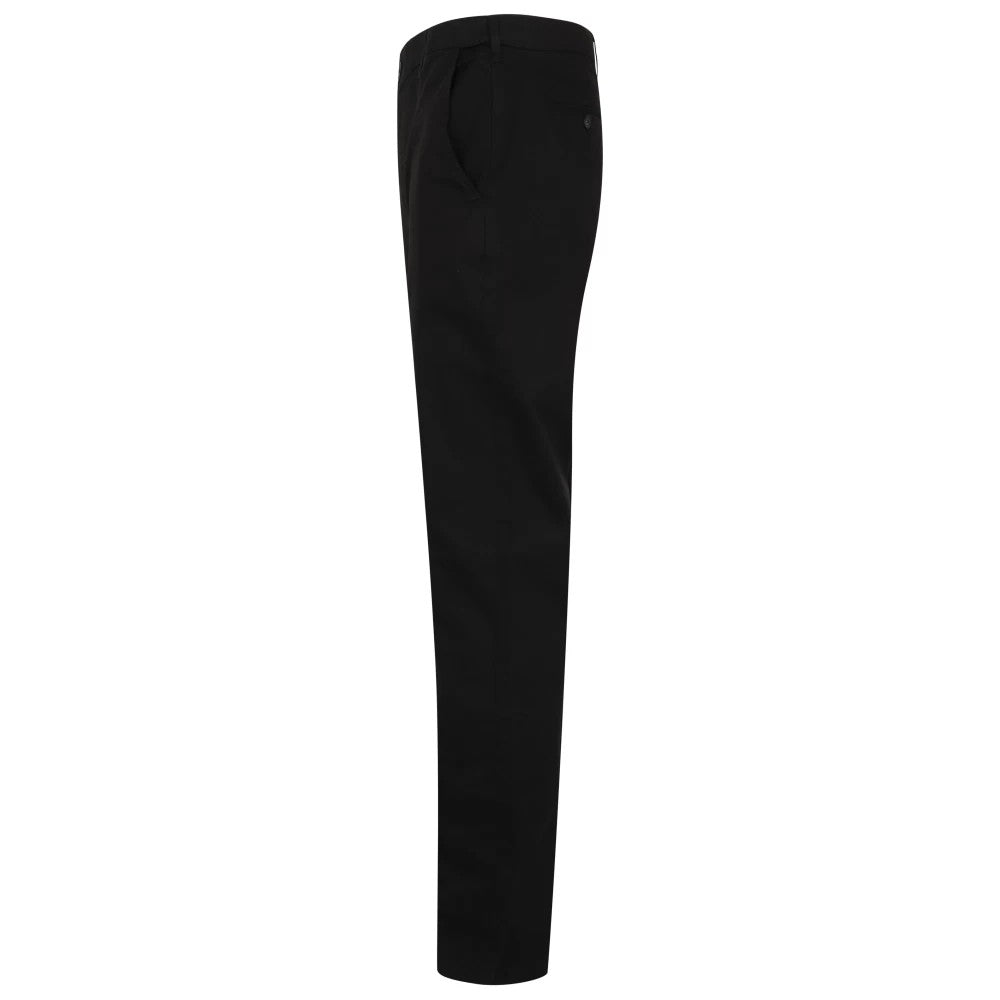Black - Side - Henbury Mens Stretch Flex Waistband Chinos